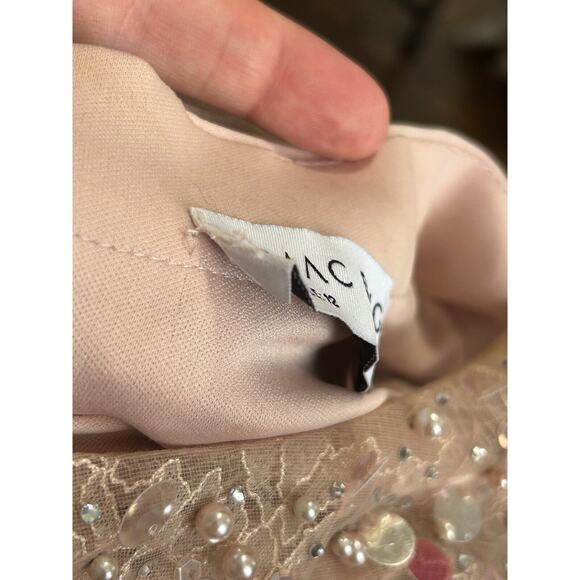 Mac Duggal Women's Disc Embellished Sequin Gown with Feather Dusty Rose Size 12 - Picture 14 of 16